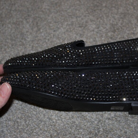 Steve Madden Black Rhinestone Loafers - Picture 2 of 5